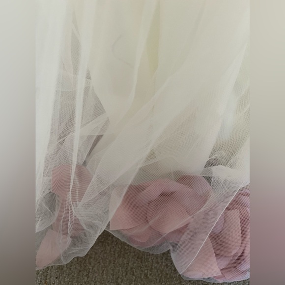 DAVID'S BRIDAL
Satin Tulle Wedding Flower Girl Dress with Colored Petals - Picture 5 of 7